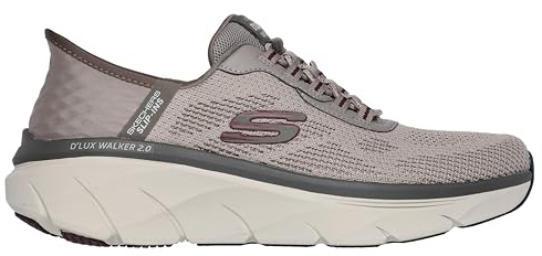 Skechers D'Lux Walker 2.0 Rezinate - Zapatillas de Hombre de calce fácil sin Cierre, Horma Holgada -, Topo, 41.5 EU