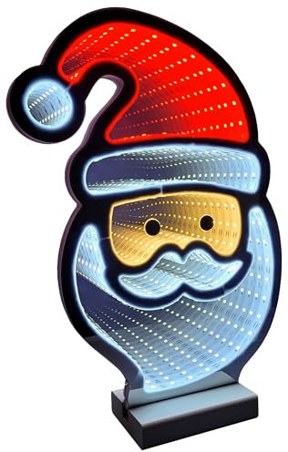 Brandsseller Weihnachtsbeleuchtung mit Infinity-Effekt 21,5 x 7 x 30 cm - LED Dekofigur aus Kunststoff, Timer 6/18h, 3m Kabel, moderne Weihnachtsdeko für Innen - Weihnachtsmann