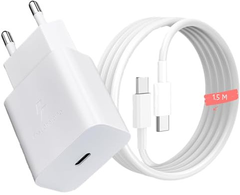 LeHuiTo 25W Schnellladegerät USB C, Netzteil Ladegerät, Ladestecker USB C Fast Charger Adapter mit 1,5m ladekabel schnellladekabel,Ladekabel USB C für Galaxy S23 Ultra