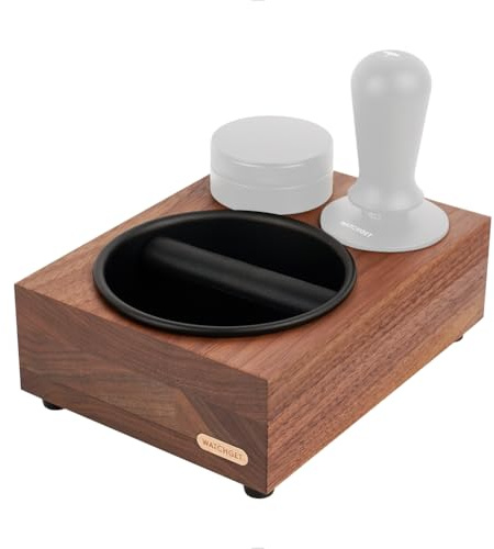 watchget Knock Box Wooden Knock Box with tamper station Espresso tamping station,Coffee Organizer Box Fit for Storage 51/54/58MM Tamper, Distributor Coffee Dump Bin Wood Espresso Accessories