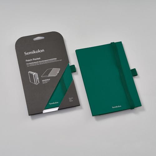 Semikolon 370990 Patch Pocket - Falttasche für Notizbuch A5 - mit Gummiverschluss und Stiftschlaufe - Forest