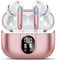 Csasan Cuffie Bluetooth, Auricolari 5.3 con HiFi Stereo, Cuffie Wireless con Mic Chiamata ENC HD, Cuffiette Bluetooth con IPX7 Impermeabile, 40 Ore Senza Fili con Display LED, Rosa