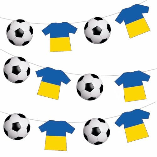 Ukraine Fußball-Wimpelkette, Party-Dekoration, Euro-Weltmeisterschaft, 12 Stück/2,5 m Band
