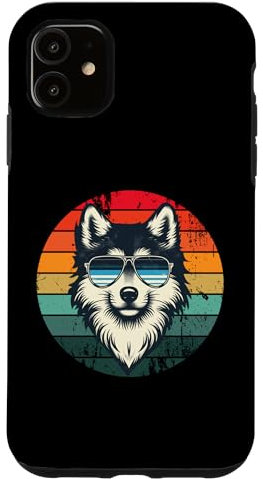 Hülle für iPhone 11 Cooler Retro-Wolf in Sonnenbrille, 70er, 80er, 90er, Neuheit, lustiger Wolf