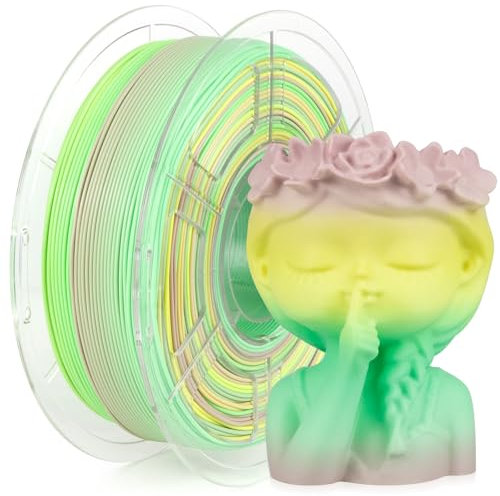 iSANMATE Matt High Speed PLA+ Filament 1.75mm, 3D Drucker Matt Hohe Geschwindigkeit PLA+ Filament, Macaron Regenbogen PLA Plus, 1kg / 2.2lb, Unterstützt Druckgeschwindigkeit 30-600mm/s