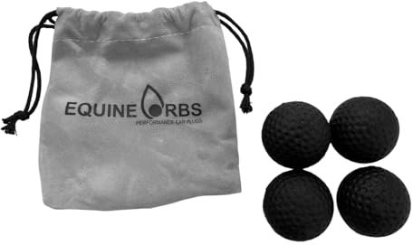 Equetech Equine Orbs – Performance Ohrstöpsel für Pferde, Pony oder Pferd, 4 Stück, Schwarz (Pferd 40 mm)