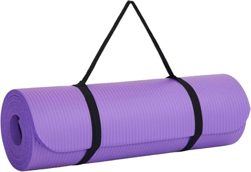 EVINOS Yoga Mat, Extra Thick, Non-Slip, Padded, 183x60 cm, with Carry Strap - NBR Foam Mat