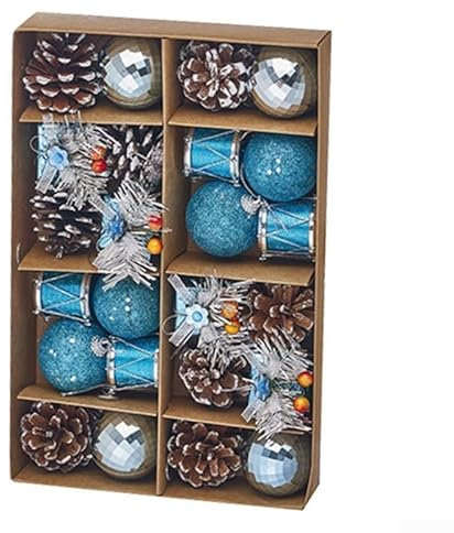 ZAMETTER Weihnachtskugelglocke, Tannenzapfen, Trommelkombination, Weihnachtsbaumschmuck, Kupferkugeln (blau)