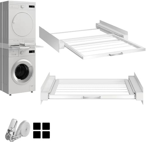 Hd-Line Universeller Zwischenbaurahmen - Aufhängesystem - Für Waschmaschinen und Trockner, mit herausziehbarem Fach, vibrationsdämpfend und kippfest Größe (60x54x10 cm, bis 15 kg)