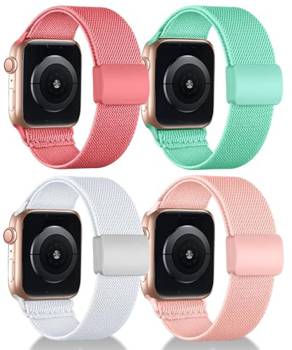 chinbersky Elástica Correa Compatible con Correa Apple Watch 38mm 40mm 41mm 42mm 44mm 45mm 46mm 49mm, con cierre magnético correas de tela de nylon para iWatch Ultra Series 10/9/8/7/6/5/4/3/2/1/SE