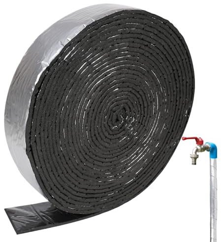XCRPRT Isolierband mit Schaumstoff, Rohrisolierung zum Wickeln, Isolierung Heizungsrohre Wickeln, Rohrisolierungsfolie mit Selbstkleber Lärmreduzierung für Rohrschutz, 5CM x 10M