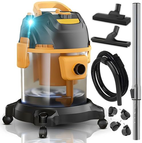 Retoo Nass-Trocken-Sauger 9m Arbeitsbereich, Staubsauger 1400W Radstaubsauger 3.5L/20L, für Teppiche Polstermöbel Hartböden Teppiche Tierhaare Staubfilter Tankinhalt Reichweite