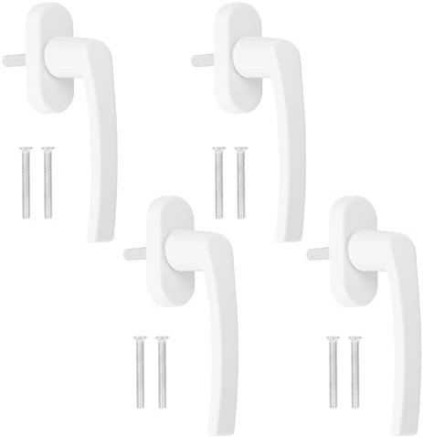 OWLMATE 4 Stück Fenstergriffe Weiß, Fensterschloss, Fenstergriffe Abschliessbar Ohne Schließzylinder, in Stiftlänge 35mm, Türgriffe für Fenster, Terrassentüren und Balkontüren