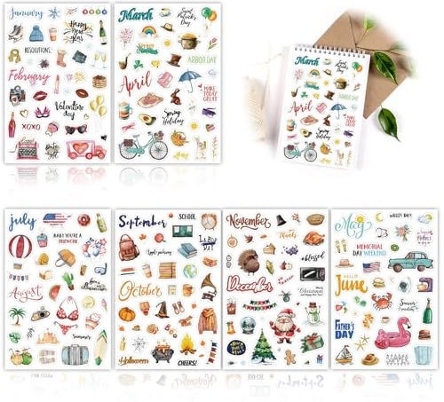 Aufkleber Set Jahreszeiten,Jahreszeiten Sticker Set 210 Motive,Frühling Sommer Herbst Winter Scrapbook Sticker für Fotoalbum Bullet Journal Zubehör Deko,Stickeralbum, Dekorieren, Saisonal