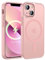 KPPIT für iPhone 12 Mini Hülle,iPhone 13 Mini Hülle [Kompatibel mit MagSafe] Magnetisch Handyhülle für iPhone 12 Mini/iPhone 13 Mini Case Dünn Cover Matt Transluzente Schutzhülle 5,4 Zoll,Rose