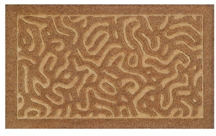 WECONhome – Moderne Fußmatte aus 100% Kokos mit labyrinthartigem Design – pflegeleicht und rutschfest – Desert Doodle (45 x 75 cm, Natur)