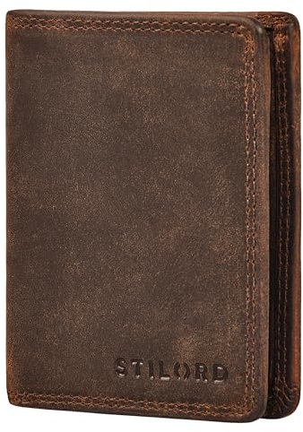 STILORD 'Knox' Grand Portefeuille pour Homme en Cuir Véritable - Porte-Cartes avec Protection RFID pour 8 Cartes - Porte-Monnaie Homme Étui Bourse en Cuir Vintage, Couleur:Kreta - Brun