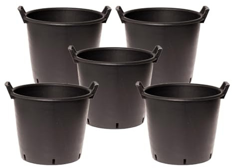 YouGarden Heavy Duty 30L Plant Pot, 5 x 40cm Diameter, Plastic Planters for Outdoor Plants, Large 15.7' Flower Pots for Gardens, Perfect for Flowers, Vegetables & General Use