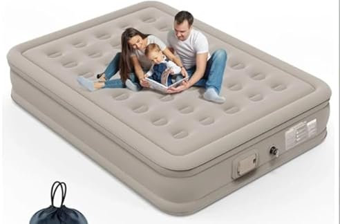 IEEILULU Materasso Gonfiabile, Portatile Letto Gonfiabile con Pompa Elettrica Integrata, Funzione Luce Notturna e Cuscino, Ideale per Campeggio o uso Domestico (Doppio)
