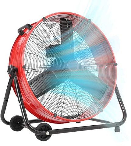 Garvee Industrial Floor Fan 24 Inch with Adjustable 3-Speed 4800-8800 CFM Cooling, 360° Rotation, Portable Handle & Casters, High-Power Airflow for Workshop/Factory/Warehouse