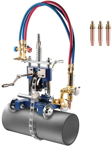 VEVOR Tagliatubi Manuale CG2-11Y, Smussatrice per Tubi 5,08-50,8 mm di Spessore con Catena da 2210 mm, Macchina Portatile per il Taglio a Gas con Angolo Regolato da 0° a 45° con 3 Punte