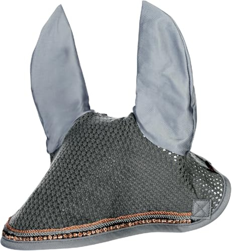 HKM Rosegold Glamour Style Fliegenhaube, Grau/Rosegold, Pony