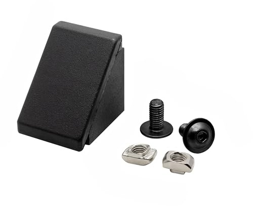 KLAK 20 - Befestigungswinkel ink. Schrauben und Nutensteine Nut 6 für Aluprofil 20-er schwarz 1 Stück + Abdeckkappe