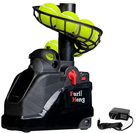 Furlihong 6802BH Lanceur de balles 2 en 1 pour baseball et tennis, vitesse de lancement réglable, alimenté par batterie ou adaptateur secteur, piste extensible, idéal pour les enfants