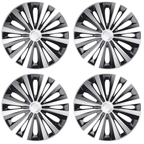 15 Wheel Trims For DACIA SANDERO DUSTER - Set of 4, Sleek Design, Black & Silver Wheel Trims Hub Caps, Alloy Look, x4