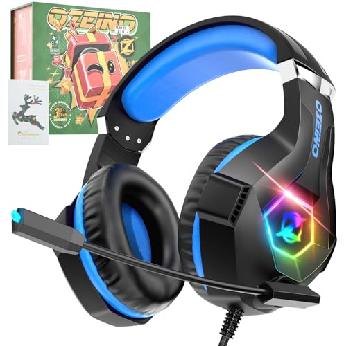 Ozeino Gaming Headset with Festive Gift Box, Stereo Surround Sound Headphones with Breathing RGB Light & Adjustable Mic for PS4 PS5 PC Xbox One Laptop Mac