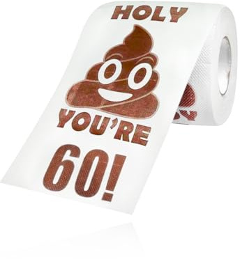 Gaomumu Funny Happy Birthday Printed Toilet Paper Roll, Humorous Poop Pattern Novelty Gag Gift for 60th Milestone Party Decorations & Pranks for Adults