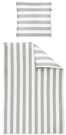 Irisette Bettwäsche Satin grau-weiß Größe 155x220 cm (80x80 cm)