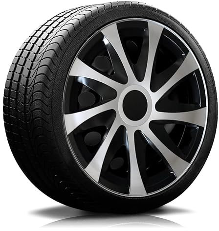 14 Zoll RKK04 Multi-Color Line (Schwarz-Silber) Radkappen/Radzierblenden 4 Stück
