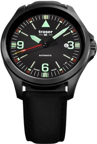 Traser Herren Analog Schweizer Automatikwerk Uhr mit Leder Armband 108075