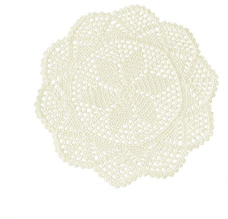 Yizunnu Set di 4 tovagliette in cotone vintage all'uncinetto a mano tovagliette da tavolo con centrini floreali rotondi 30 cm beige