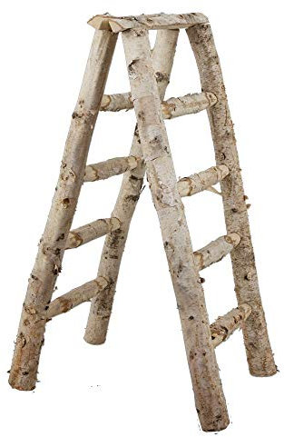 decopartners.eu Bockleiter aus Birkenstämmen, Natur, 50 x 60 x 26 cm