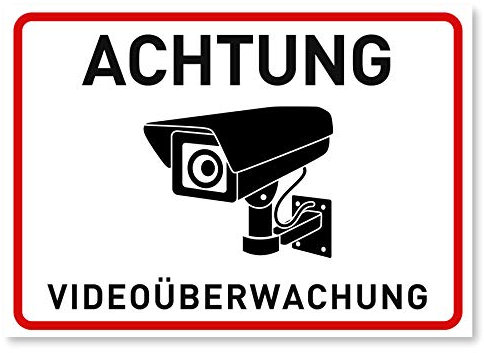 11 x Aufkleber Videoüberwachung - A6 (14,8 x 10,5 cm) - Schild - Hinweisschild - Warnschild - Achtung Videoüberwachung für Fenster und Türen - Warnhinweis für außen - V2