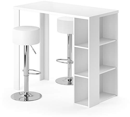 Vicco Bartisch-Set Noel, Bartresen und Hocker, Weiß, 120 x 60 cm mit 2 Barhockern