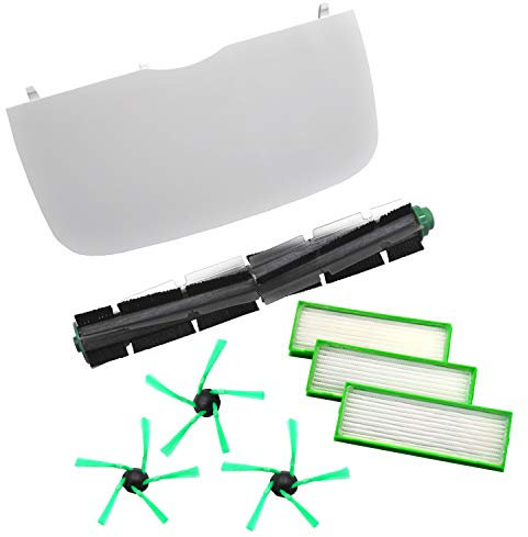 Ersatzteil Set geeignet für Vorwerk Saugroboter VR200 VR300, 1 Rundbürste, 1 Ersatzdeckel, 3 Seitenbürsten, 3 Feinfilter