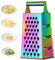Large Cheese Grater Vegetable Slicer Stainless Steel with 4 Sides, 9.2 Inches Multifunctional Cutter Planing for Ginger, Garlic, Cucumbers, Carrots, Cheese, Potato, graters for Kitchen (Rainbow)