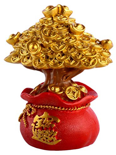 Cabilock Edelstein Bonsai Baum Chinesischer Feng Shui Geldbaum Goldener Barren Geldbaum Feng Shui Bonsai Baum für Glück Geld Viel Glück Reichtum Wohlstand Erfolg Golden Kristallmünzenbaum
