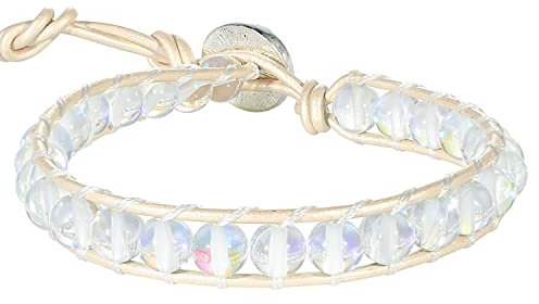 KELITCH Damen Mondstein Kristall Perlen Armbänder Verstellbare Armbänder Bunte Leder Wickelarmbänder