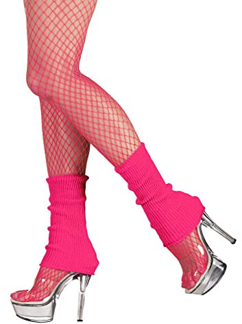 PrettyLoveHose Jambière Guêtres Danse 80s Taille unique (Noir, Blanc, Jaune, Bleu, Rose, Rouge, Vert, Orange) (Rose Fluo), (105-6030)
