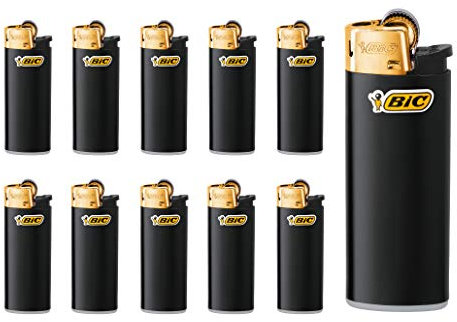 BIC Feuerzeug Reibrad Mini J25, schwarz/Gold (Bic Mini 25 Stück)