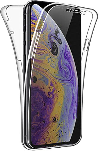 Case For iPhone XR Clear 360 Shockproof Full Body Front Back TPU Phone Cover For Apple Case For iPhone XR 6.1-inch (Clear)