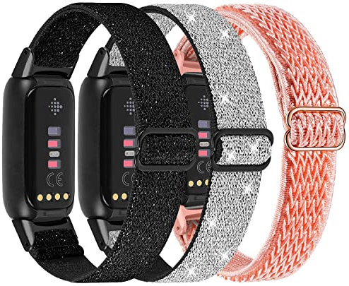 Nigaee 301 verstellbare elastische Bänder, kompatibel mit Fitbit Luxe, Nylon, dehnbar, Sportbänder, Ersatz-Armband aus weichem, atmungsaktivem Stoff, für Fitbit Luxe Fitness- und Wellness-Tracker,