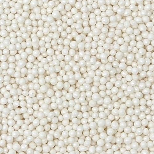 White Glimmer Sprinkles - 35g of Shiny White Edible Pearl Hundreds & Thousands Cake Sprinkles Toppers Decorations, 100s 1000s Mini Balls Nonpareils