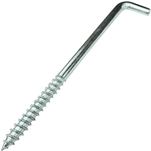 Aerzetix - C58024 - Set di 10 ganci per avvitare a forma di L Ø6x100mm - gancio con vite autofilettante - in acciaio zincato - colore argento