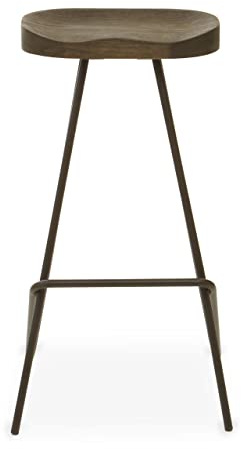 Premier Housewares Bar Stool, Industrial Design Stool, Sleek and Sturdy, Elm Wood Seat, Modern Retro Style, Bar Stool Dimensions W44 x D47 x H78cm.