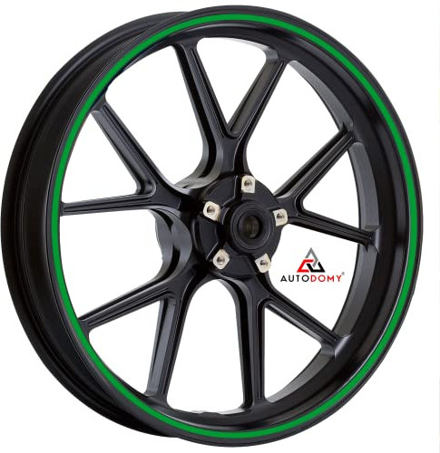 Autodomy Motorrad Felgenaufkleber Komplettset für 2 Räder 15 bis 19 Zoll | Felgen Aufkleber Motorrad Tuning Circular Sport Design | Felgenaufkleber Motorrad Racing Design (Grün, Breite 7 mm)